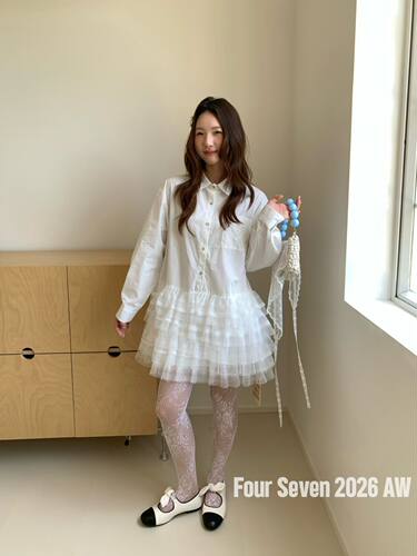 Fourseven定制重工衬衫连衣裙绣花裙摆蓬蓬裙法式可爱蛋糕娃娃裙