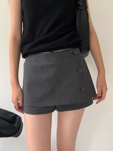 短裙A字半身裙女 AME2025秋装 新款 辣妹设计感显瘦开叉纽扣西装 裙裤