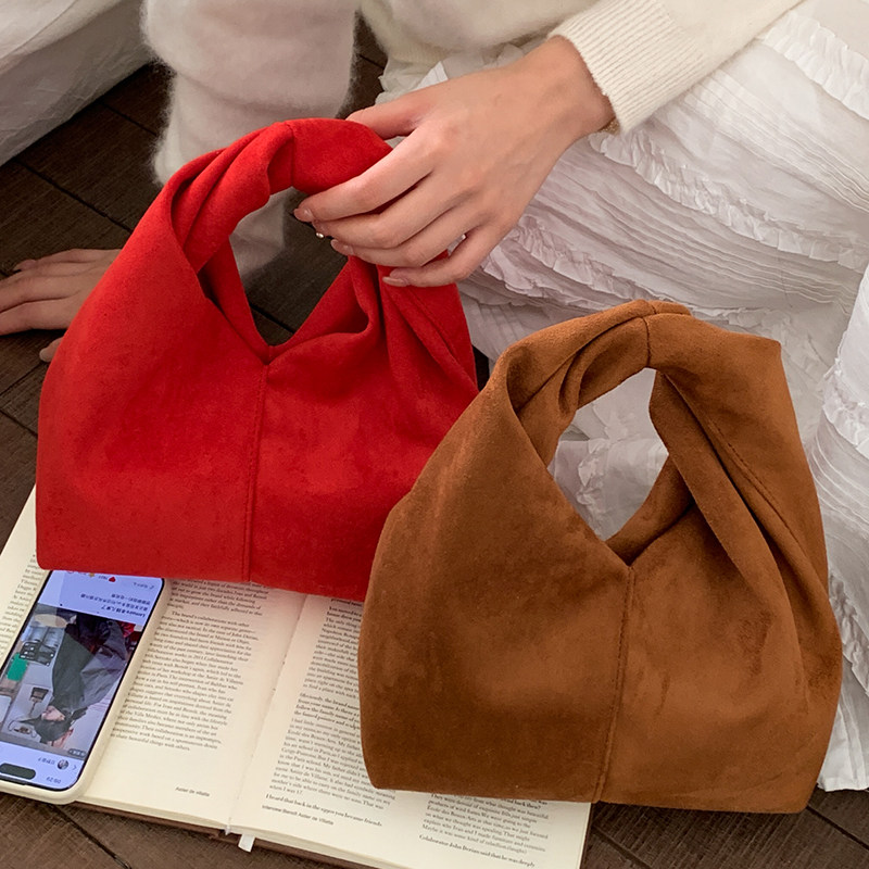 小众褶皱手拎小包包女包2025新款麂皮绒时髦手提包高颜值水桶包,箱包皮具/热销女包/男包,水桶包,淘宝优惠券,粉丝福利购,淘宝优惠卷