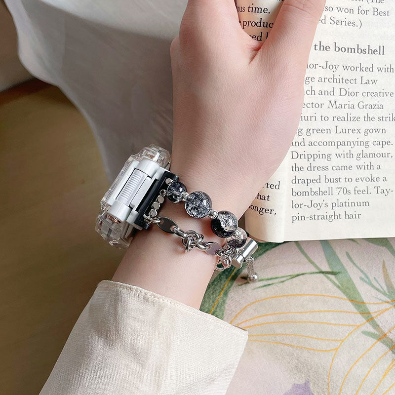 新品爆裂黑晶diy手链适用小天才电话手表表带Z9/Z8/Z7/Z6A/Z6S/Q1