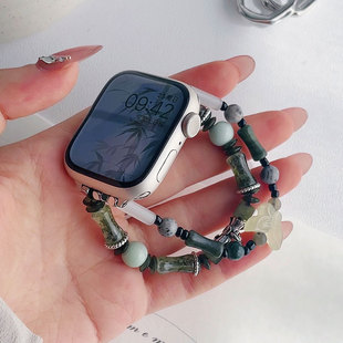 新品满绿竹节diy手链适用iwatch表带S8苹果S9手表8AppleWatch女款
