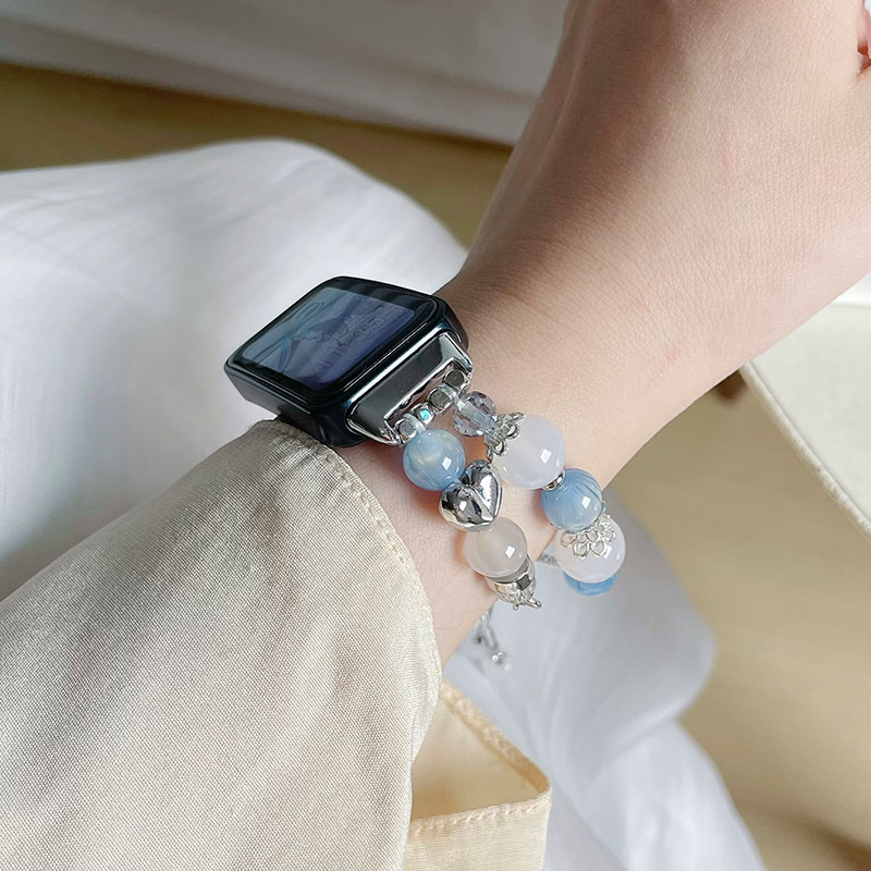 新品透蓝爱心结diy手链腕带适用华为手环9/8/7表带band8/7智能运