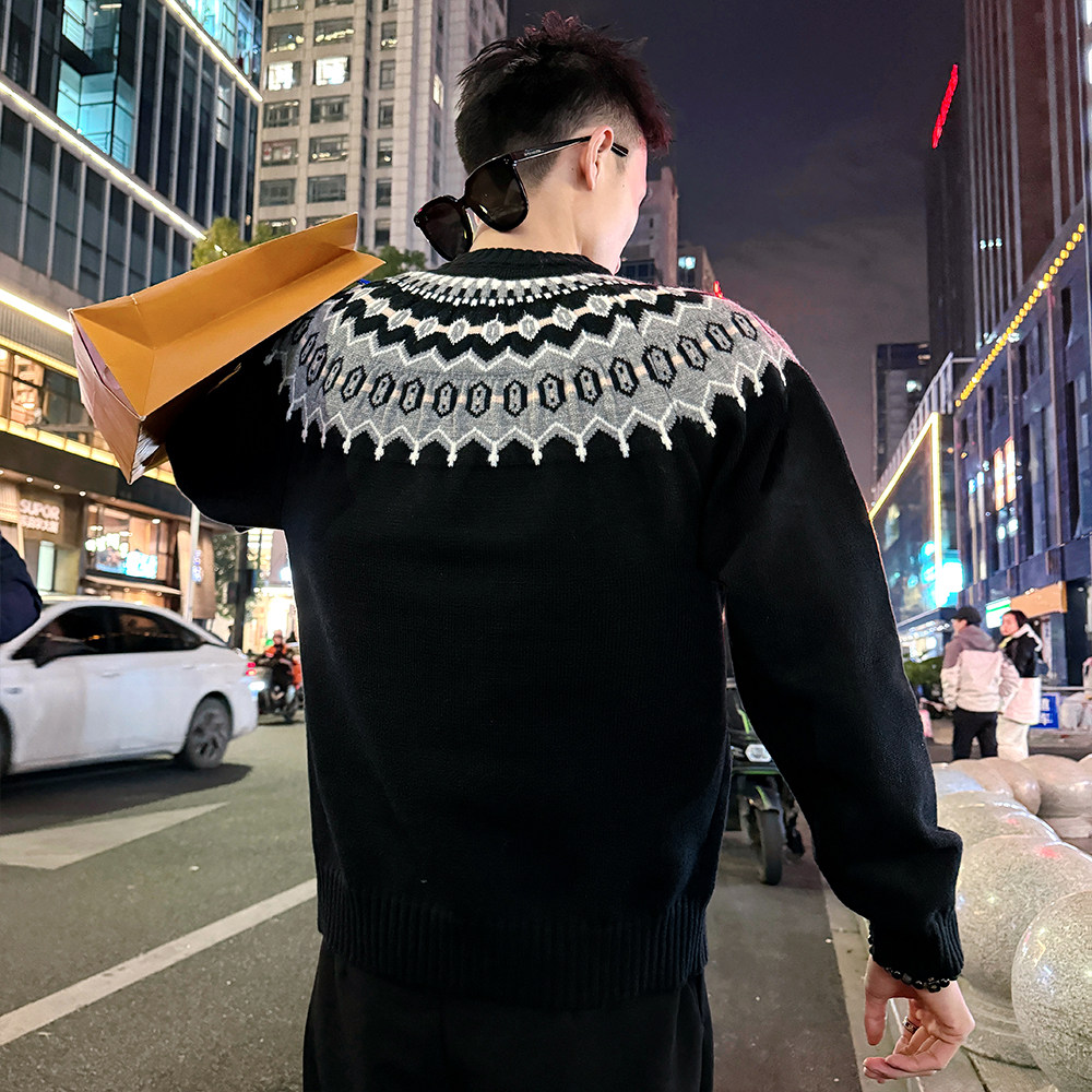 MC219/P88控128高品质插肩袖民族风毛衣针织打底衫男3,男装T恤,电商A256