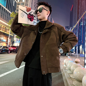 A203/P178控238网红结构款皮毛一体翻毛领外套上衣男4图片