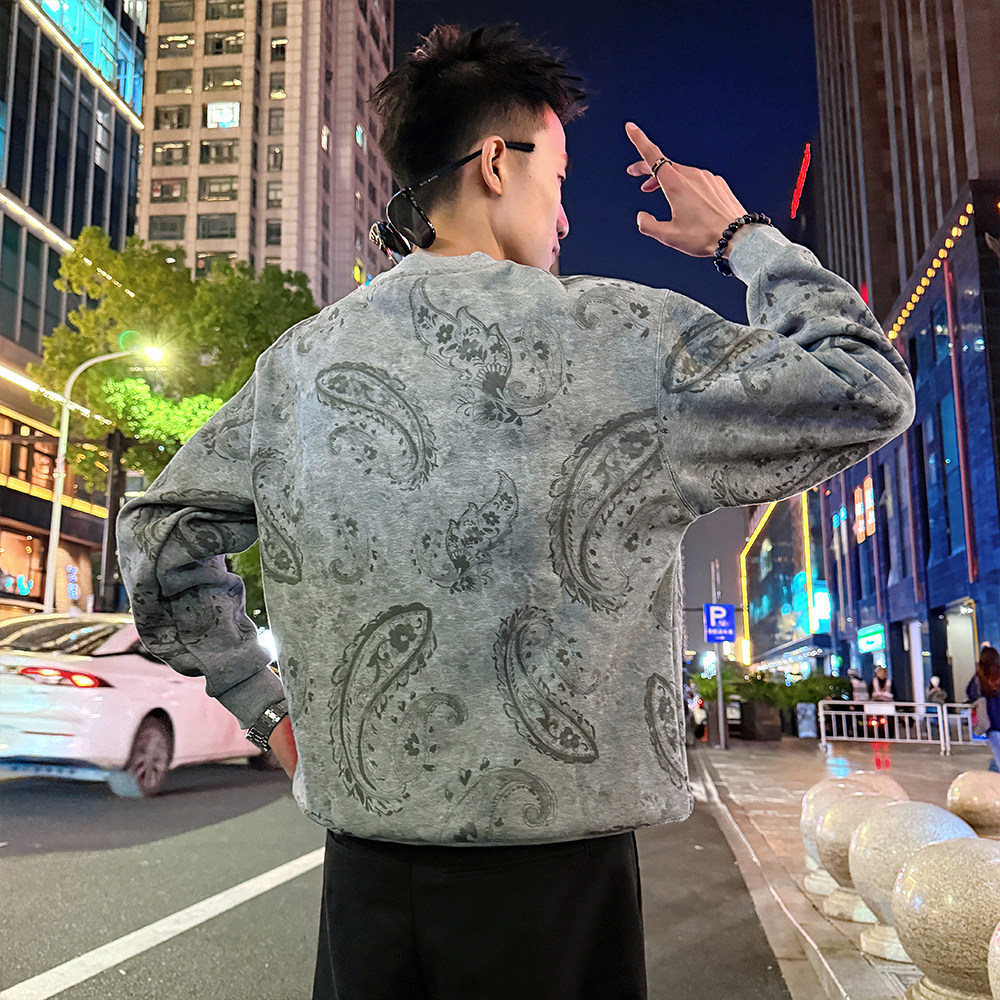 B172加绒/P75控108腰果花加绒印花卫衣男1,男装卫衣,电商A256