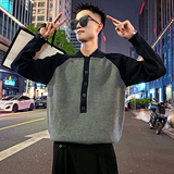 MC203/P88控118插肩袖排扣毛衣帅气个性撞色针织打底衫男2，男装T恤，电商A256