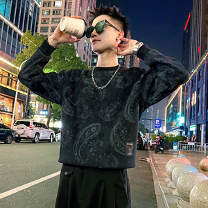 B172加绒/P75控108 腰果花加绒印花卫衣男4图片