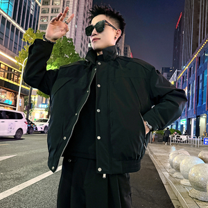A199/P158控208结构机车服翻领夹棉棉衣外套上衣男2图片
