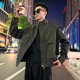 J185加绒/特P158控208插肩袖斜插订扣加绒机车服皮衣外套男1，男装皮衣，电商A256