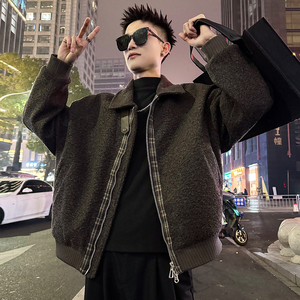 A221/P198控268格子拼接呢料夹棉加厚外套男3，女装短外套，电商A256