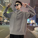 MC221/P98控138假两件连帽扣子拉链立领龙叨叨同款毛衣4，男装针织衫/毛衣，电商A256