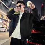 J101/P108控148痞帅韩版纯色小短款百搭皮领夹克帅气外套男咖1，男装夹克，电商A256