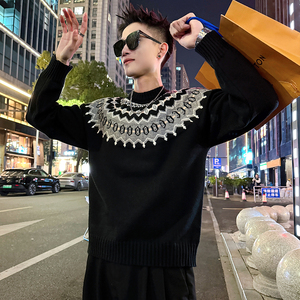 MC219/P88控128 高品质插肩袖民族风毛衣针织打底衫男2，男装T恤，电商A256