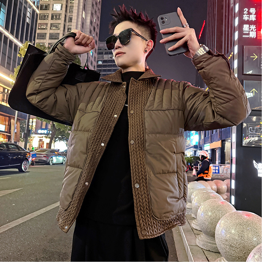 A213/P135控175翻领麦穗纹皮棉衣上衣翻领外套男4，男装棉衣，电商A256