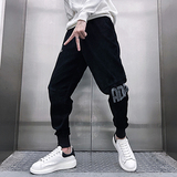 K21/P85控115社会小伙青少年雪尼尔字母痞帅束脚哈伦裤长裤男，男装休闲裤，电商A256