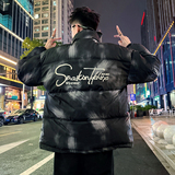 A197/P128控168立领印花涂鸦刺绣字母棉衣夹棉外套上衣男1，男装棉衣，电商A256