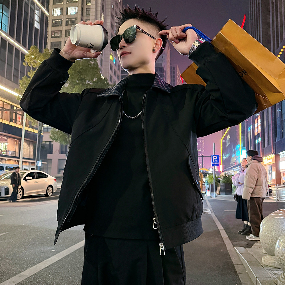 J188/P108控155蓝格子假两件结构款夹克外套男，男装夹克，电商A256