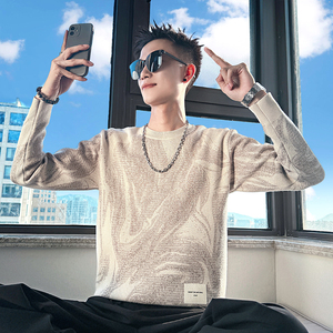 MC216/P78控108 提花树纹撞色个性毛衣针织打底衫男3图片