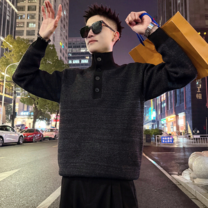 MC223/P98控138撞色高领扣子毛衣，男装针织衫/毛衣，电商A256