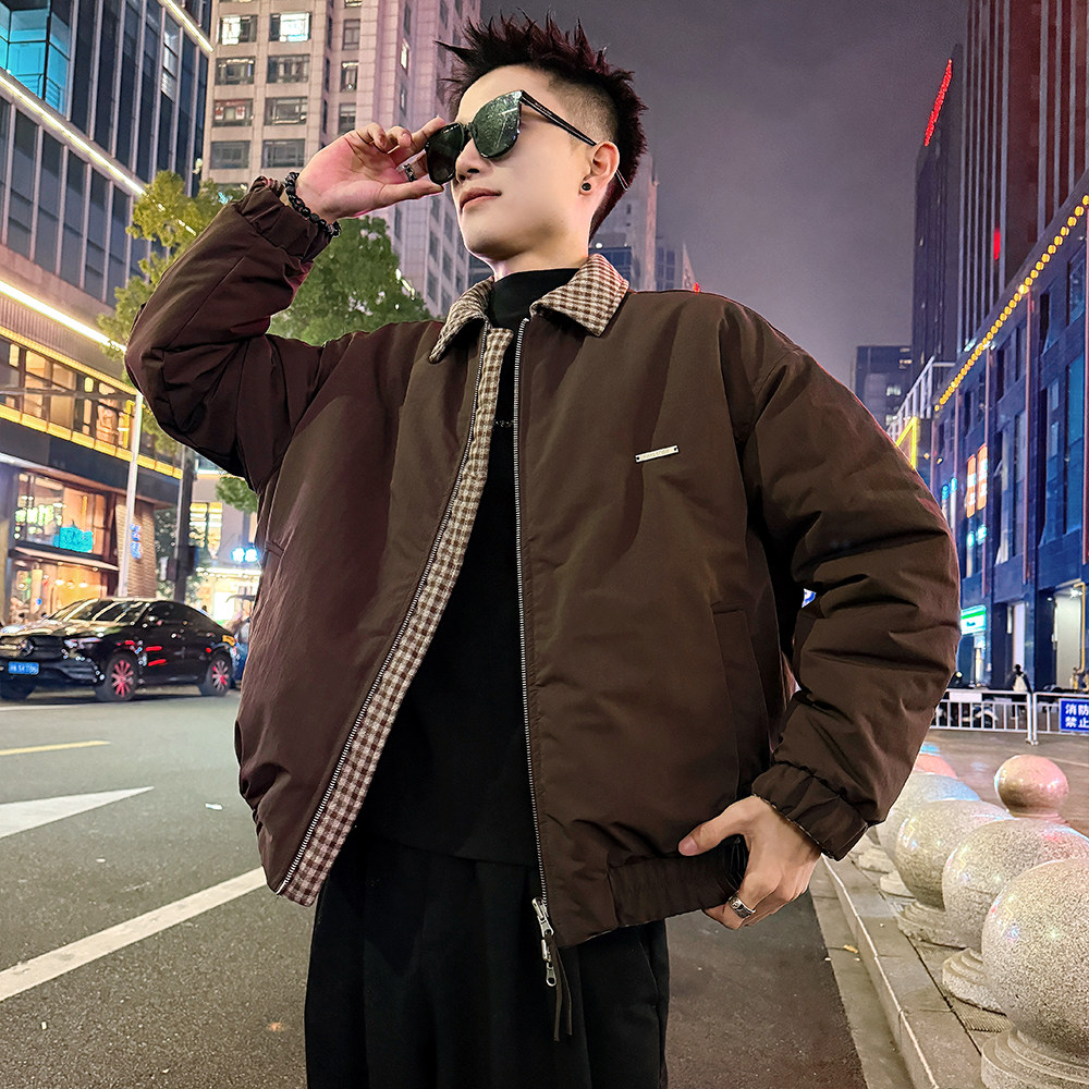 A208/P158控208AB双面两面穿棉衣千鸟格外套上衣男1,男装棉衣,电商A256