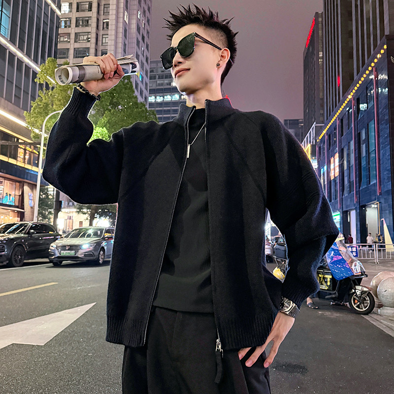 MC196/特P88控128 简约高品质网红立领外套针织开衫毛衣男1图片