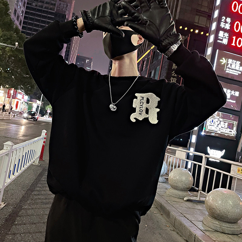 B33/特P68控98青少年社会小伙毛巾绣字母潮款卫衣套头圆领长袖男1,男装卫衣,电商A256