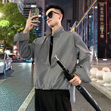 S607/P68控98痞帅小伙假两件夹克松紧前短后长格子衬衫男2，男装夹克，电商A256