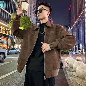J182/P108控148 订扣暗纹皮夹克痞帅小伙外套男4图片