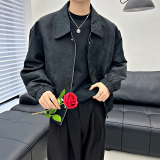 J105/P118控158韩版痞帅小伙立体提花高级感夹克帅气外套男黑，男装夹克，电商A256