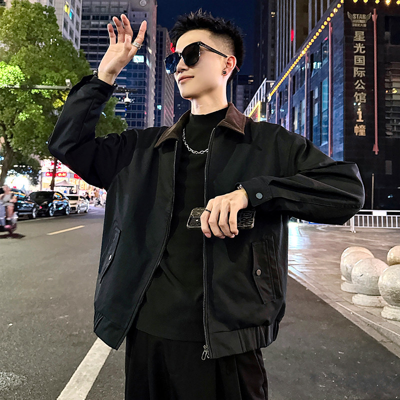 J173/P98控138简约撞色灯芯绒领夹克痞帅小伙帅气外套男2,男装夹克,电商A256