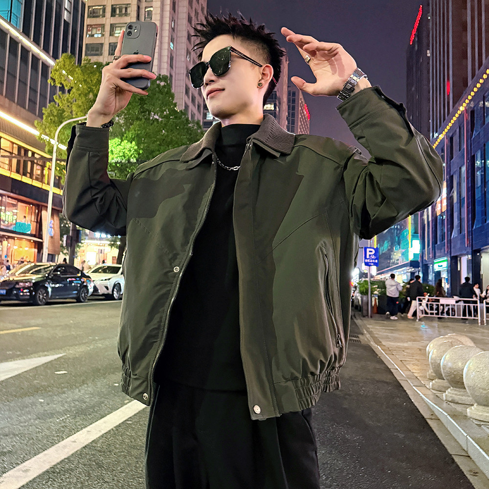 A198/P148控198针织双翻领棉衣夹棉外套上衣男3图片