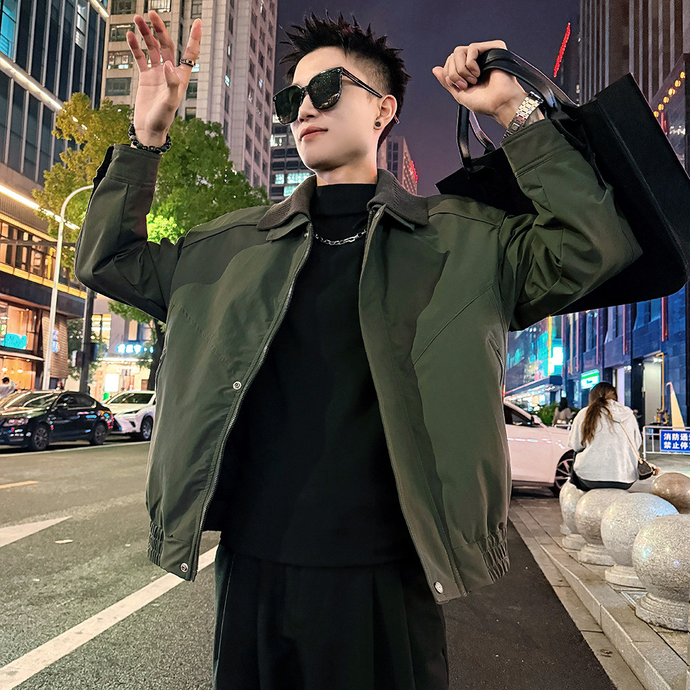 A198/P148控198针织双翻领棉衣夹棉外套上衣男4图片