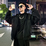 J168/特P148控198假两件拼接带针织帽夹克抽绳小伙酷帅外套男2，男装夹克，电商A256