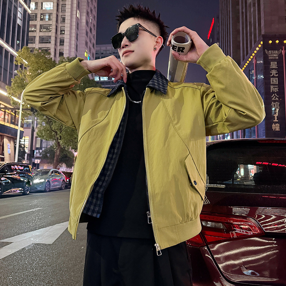 J188/P108控155蓝格子假两件结构款夹克外套男3，男装夹克，电商A256