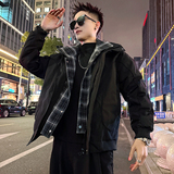 A210/P158控208假两件格子棉衣上衣外套男4，男装棉衣，电商A256