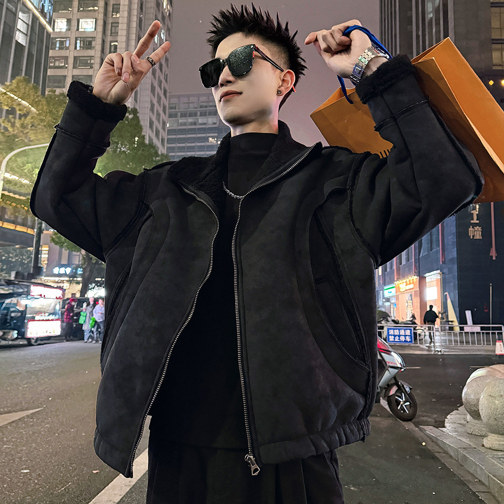 A222/P188控258结构款皮毛一体加厚外套男2，女装短外套，电商A256