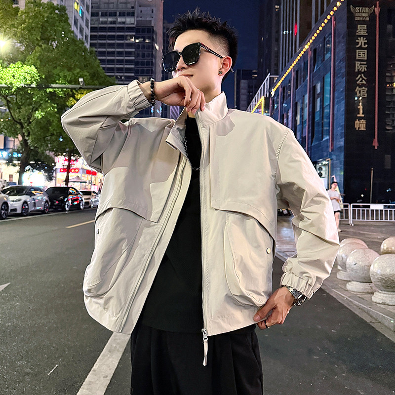 J176/P98控138简约光板立领结构大口袋夹克痞帅小伙外套男4,男装夹克,电商A256