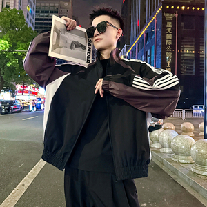 J178/P118控158 插肩袖拼色运动风立领上衣夹克痞帅小伙外套男2图片