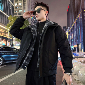 A210/P158控208 假两件格子棉衣上衣外套男4图片