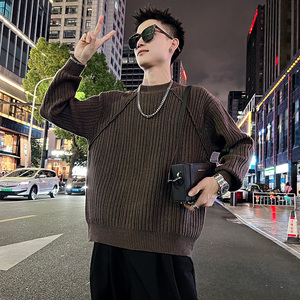 MC178/P68控98高级感毛衣纯色加厚保暖打底上衣个性外套男黑1图片