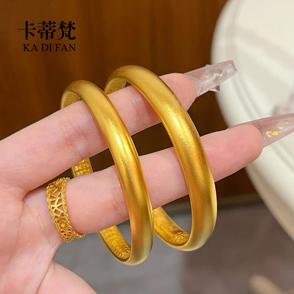 金店同款传承莲花心经沙金手镯实心泥鳅背手镯火烧不变色沙金饰品