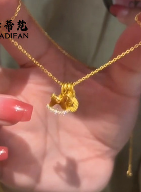 金店同款沙金马上有钱花项链新款点钻摇摇马钱币吊坠2024爆款送礼