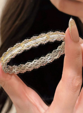 小红书新款蕾丝版布布风拉丝手镯2024爆款时尚个性百搭设计饰品