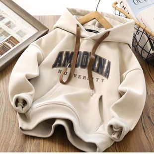 男童卫衣秋冬卫衣外套带帽子新款小童加绒男童宽松休闲酷炫上衣潮