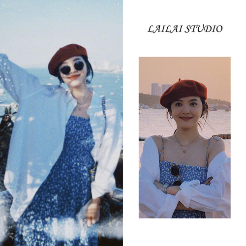 章若楠同款度假风法式复古碎花裙