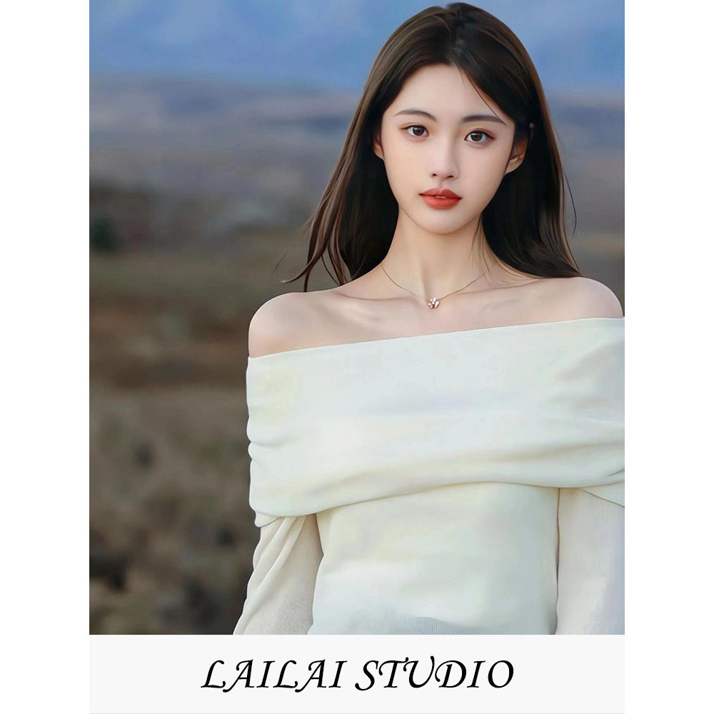 法式一字肩针织上衣女秋冬新款高级感修身显瘦长袖针织衫露肩毛衣,女装/女士精品,毛针织衫,淘宝优惠券,粉丝福利购,淘宝优惠卷