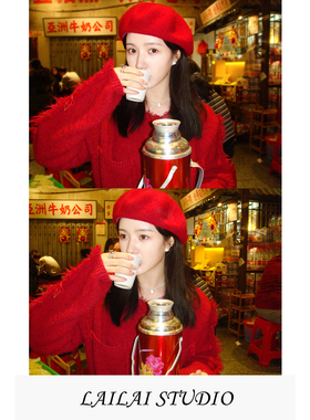 圣诞新年红色毛衣2025秋冬新款宽松毛绒软糯慵懒风针织开衫外套女