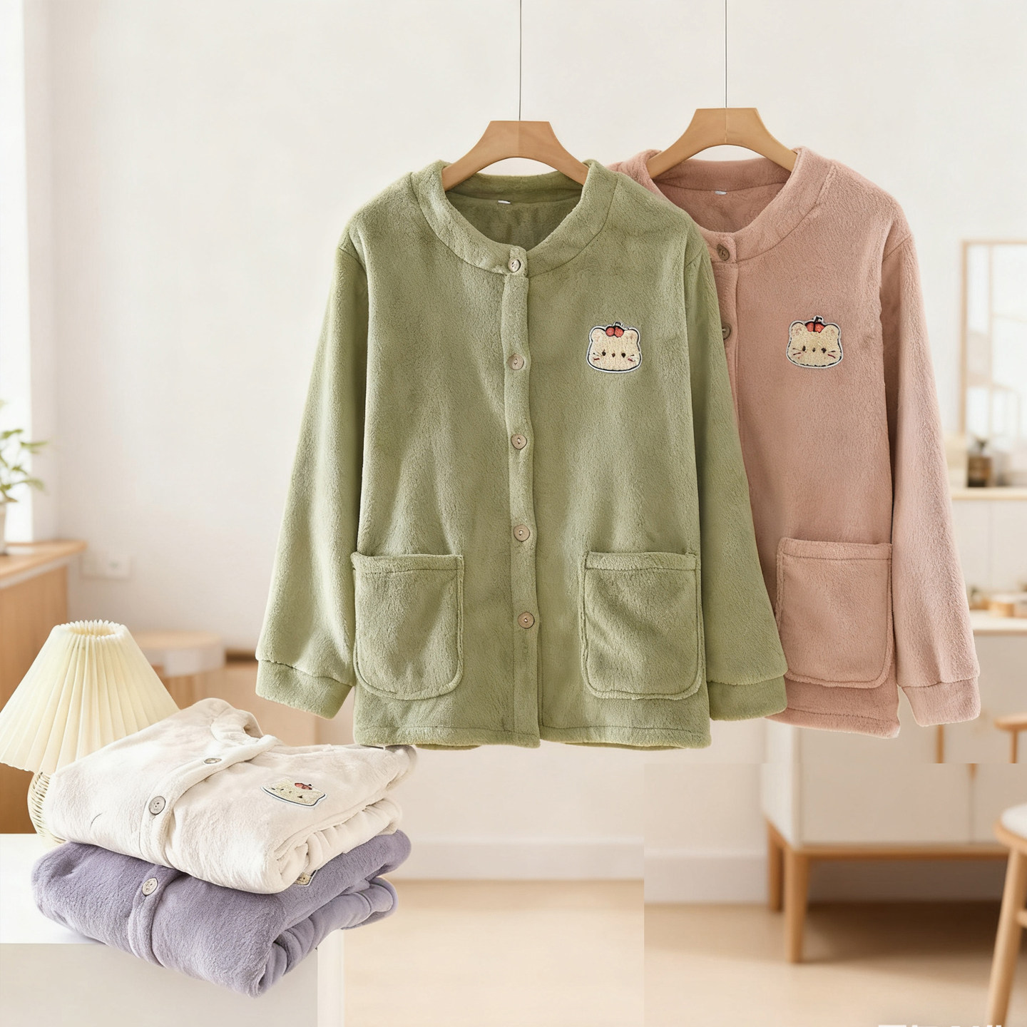 2025新款秋冬季开衫珊瑚绒睡衣上衣女法兰绒加厚保暖家居服可外穿,女士内衣/男士内衣/家居服,睡衣上装,淘宝优惠券,粉丝福利购,淘宝优惠卷