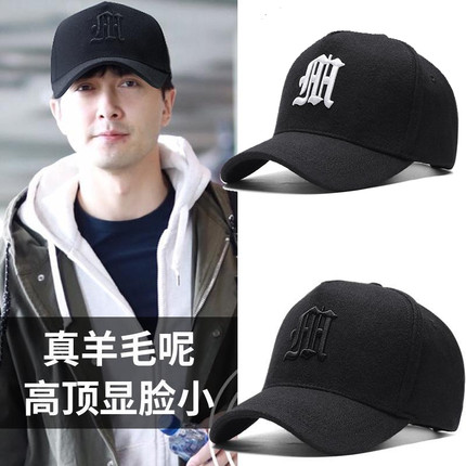大头围高顶毛呢帽子男秋冬季韩版潮牌显脸小棒球帽加宽大码鸭舌帽