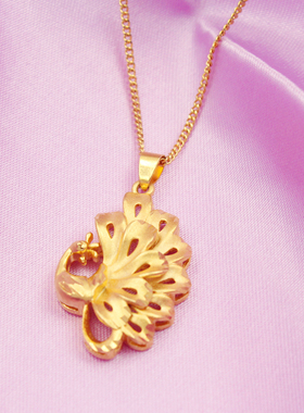 凤凰镀黄金吊坠女带镀金项链毛衣挂件镀沙金坠子结婚首饰生日礼物